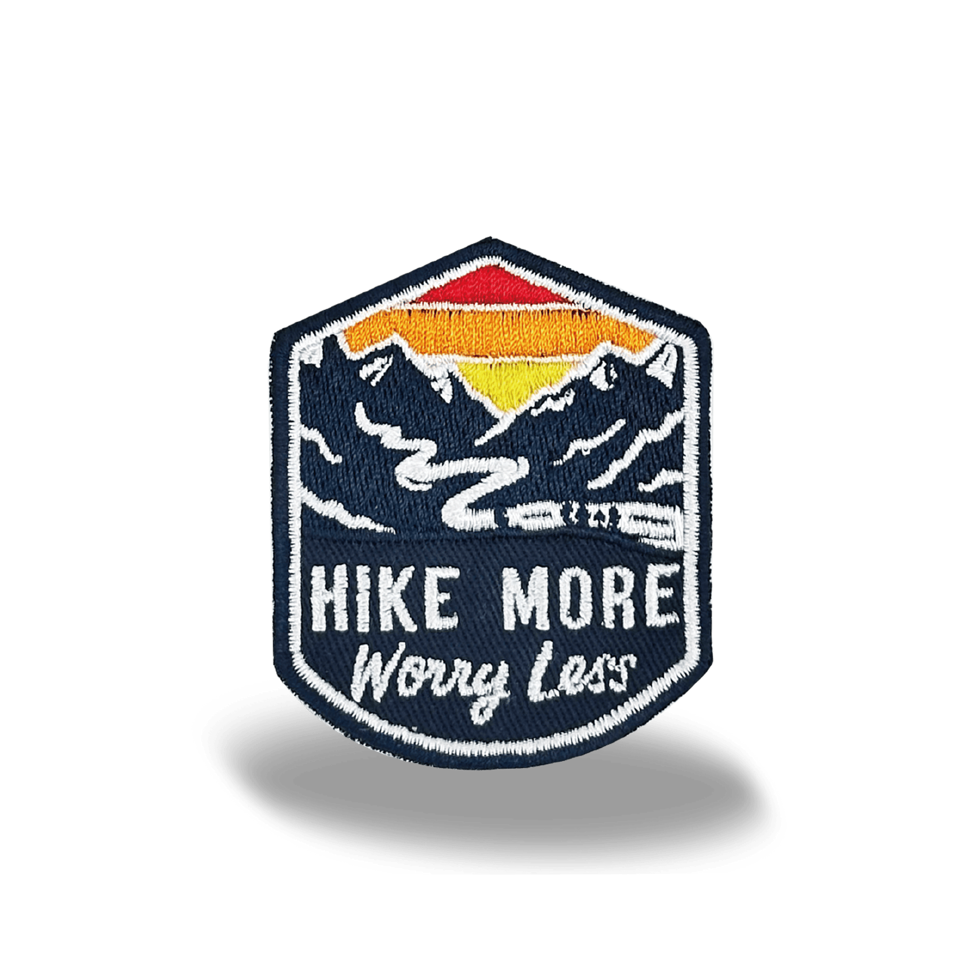 "Hike More Worry Less" Iron On Embroidery Patch - Wander Together Outfitters