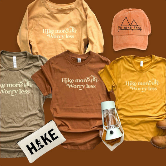 “Hike More Worry Less” T-Shirt (Pre - Order) - Wander Together Outfitters