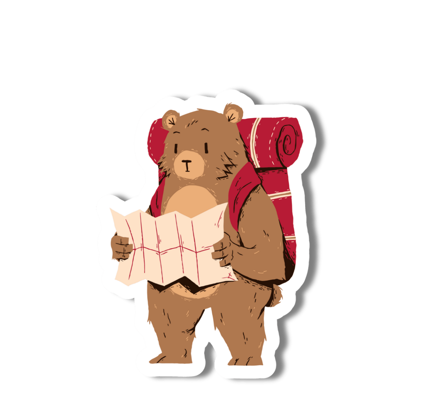 Hiking Bear with Map 3" Vinyl Sticker - Wander Together Outfitters