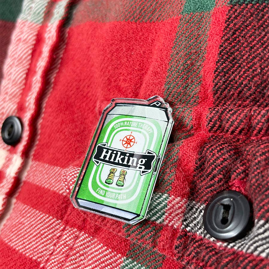 "Hiking Boots" Beer Can Funny Acrylic Pins (CLEARANCE) - Wander Together Outfitters