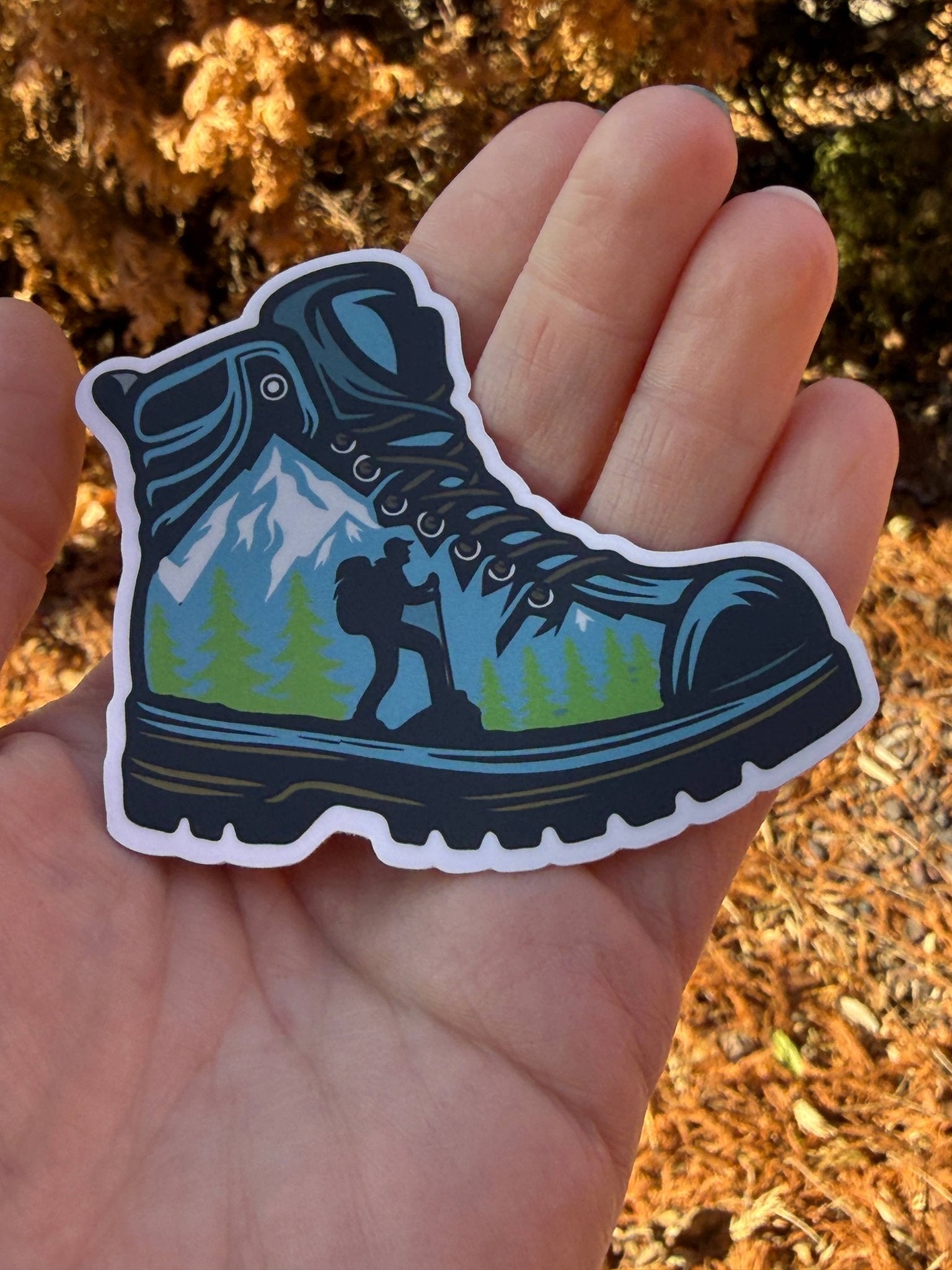 Hiking In The Mountians 3” Vinyl sticker - Hiking Boot - Wander Together Outfitters