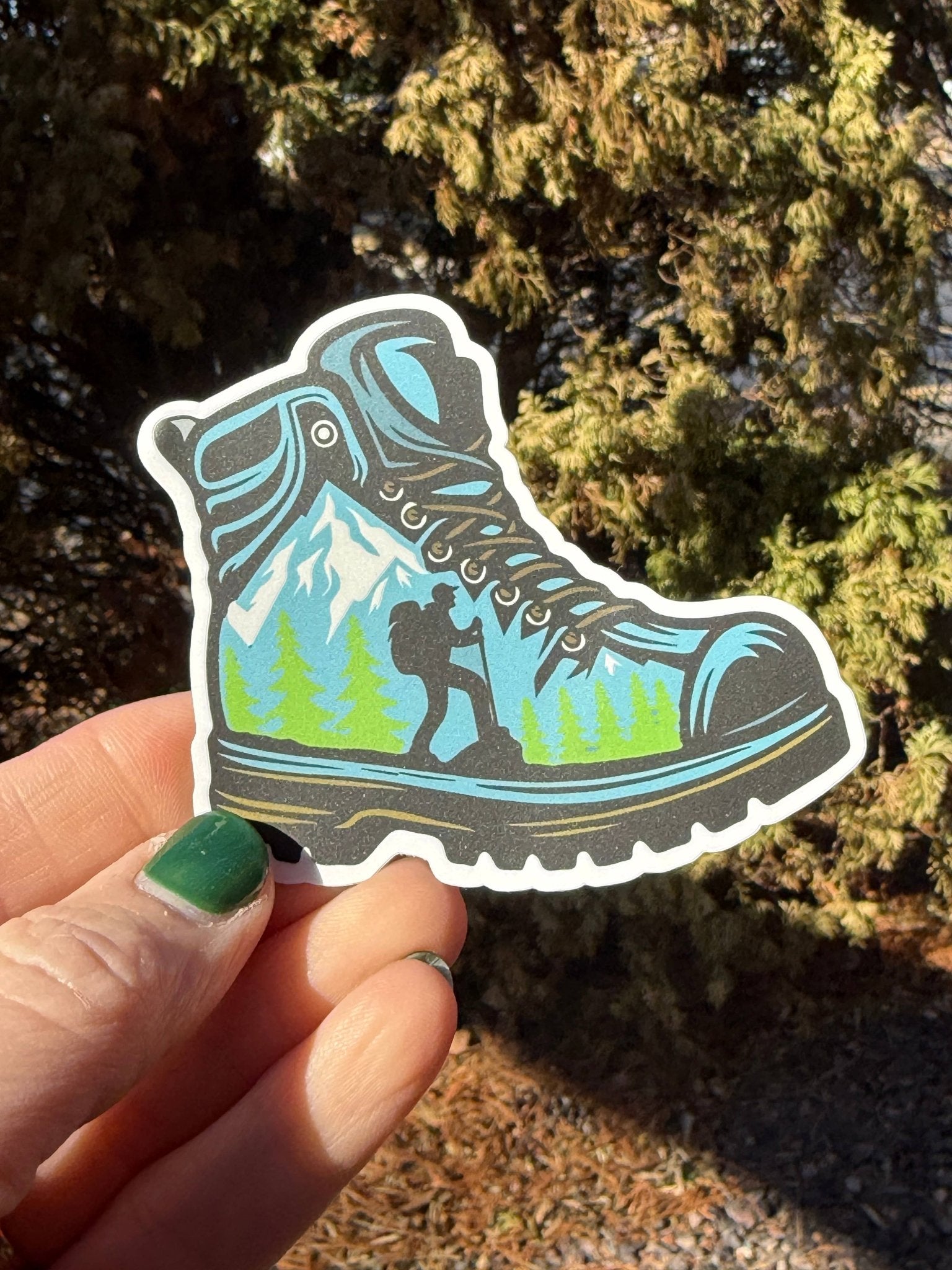 Hiking In The Mountians 3” Vinyl sticker - Hiking Boot - Wander Together Outfitters