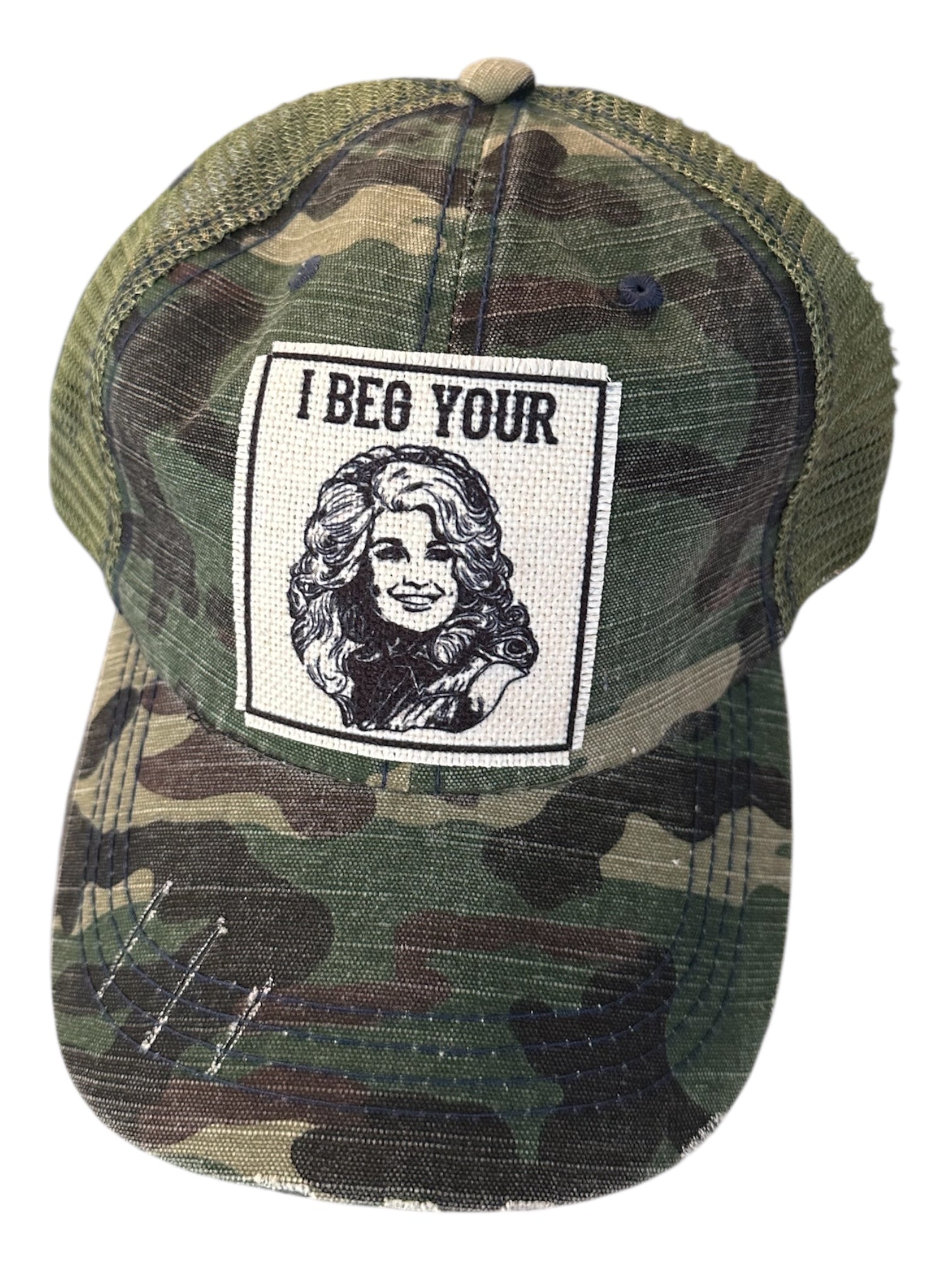 "I Beg Your (Dolly Parton)" and "Raised on Dolly" Distressed Trucker Caps - Wander Together Outfitters