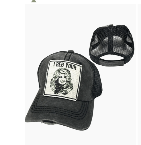 "I Beg Your (Parton)" Dolly Distressed Trucker Caps - Wander Together Outfitters