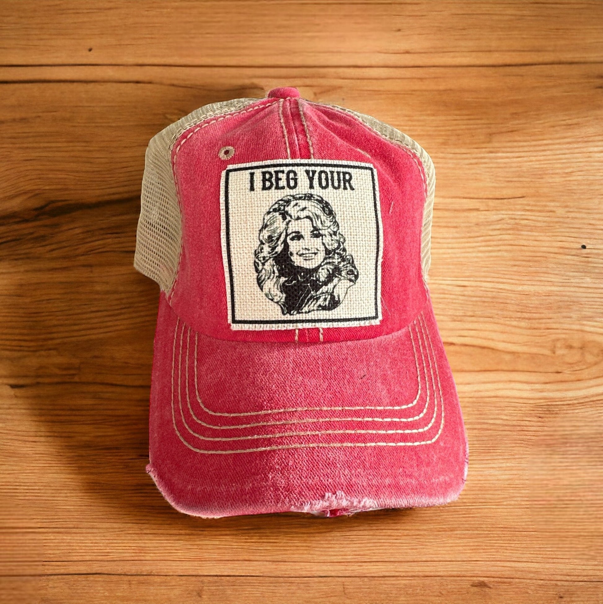"I Beg Your (Parton)" Dolly Distressed Trucker Caps - Wander Together Outfitters