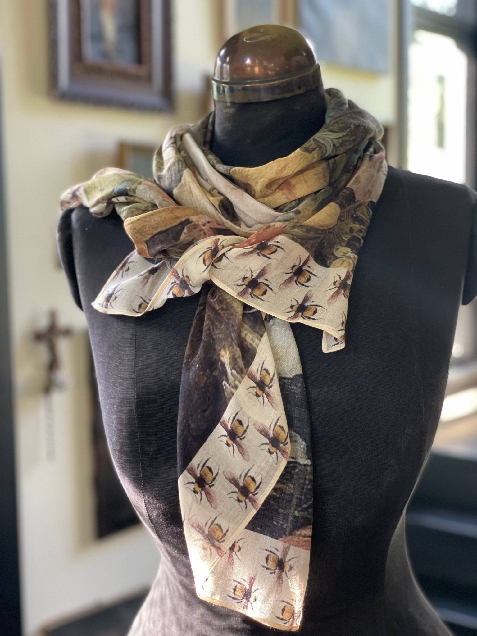 "I Dream In Flowers" Bohemian Scarf with Bees - Wander Together Outfitters