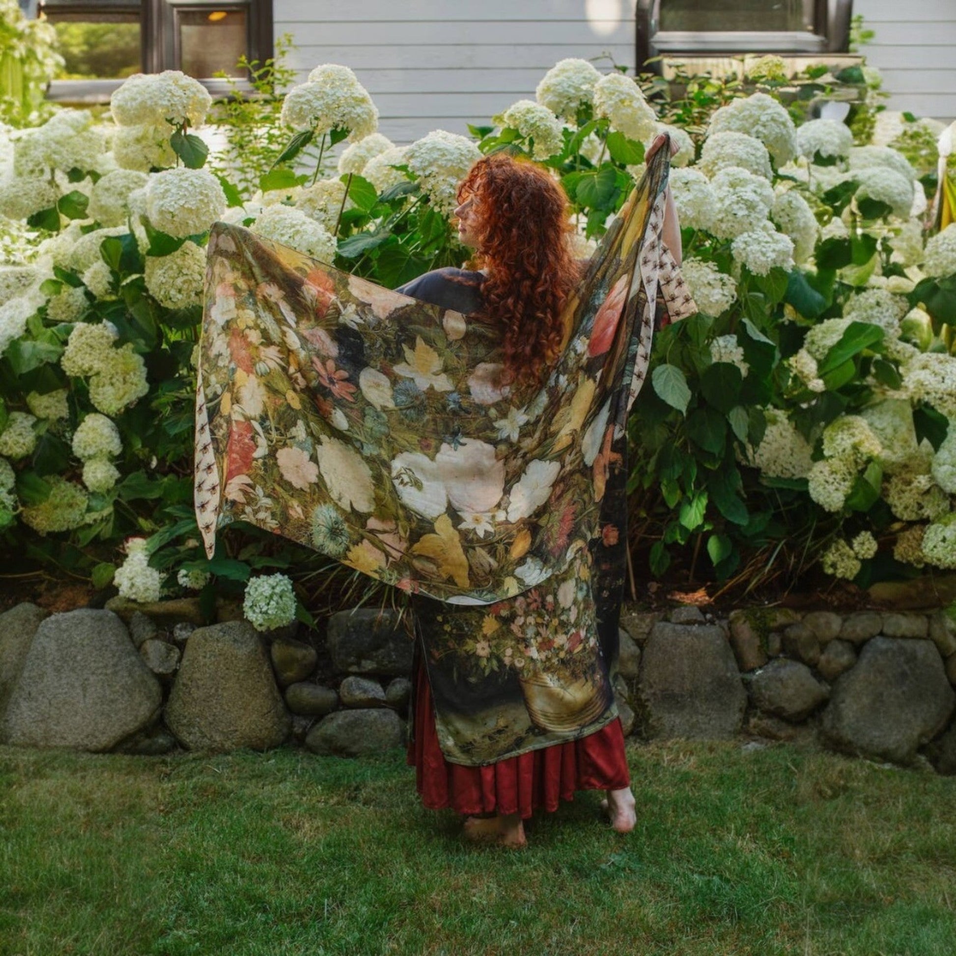 "I Dream In Flowers" Bohemian Scarf with Bees - Wander Together Outfitters