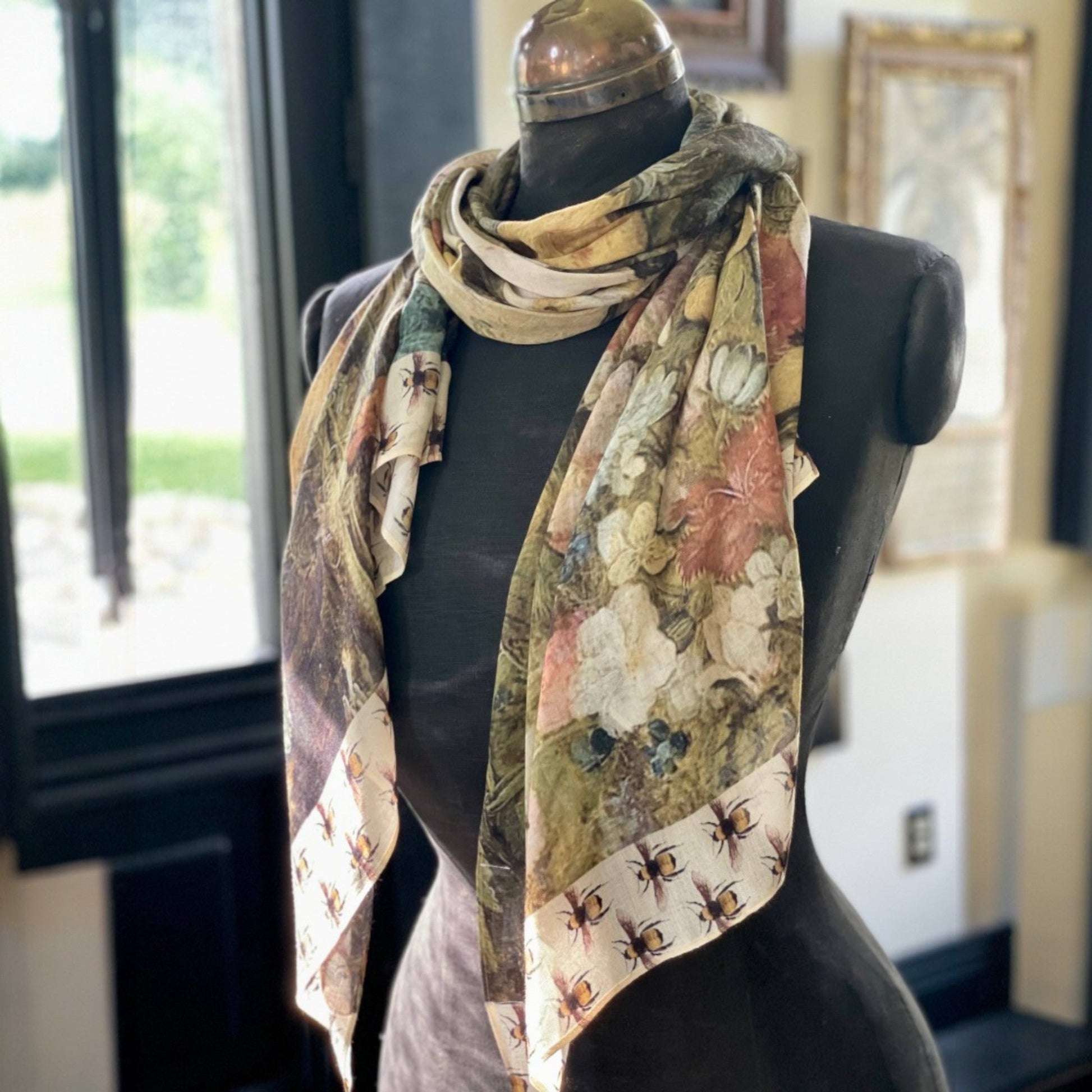 "I Dream In Flowers" Bohemian Scarf with Bees - Wander Together Outfitters