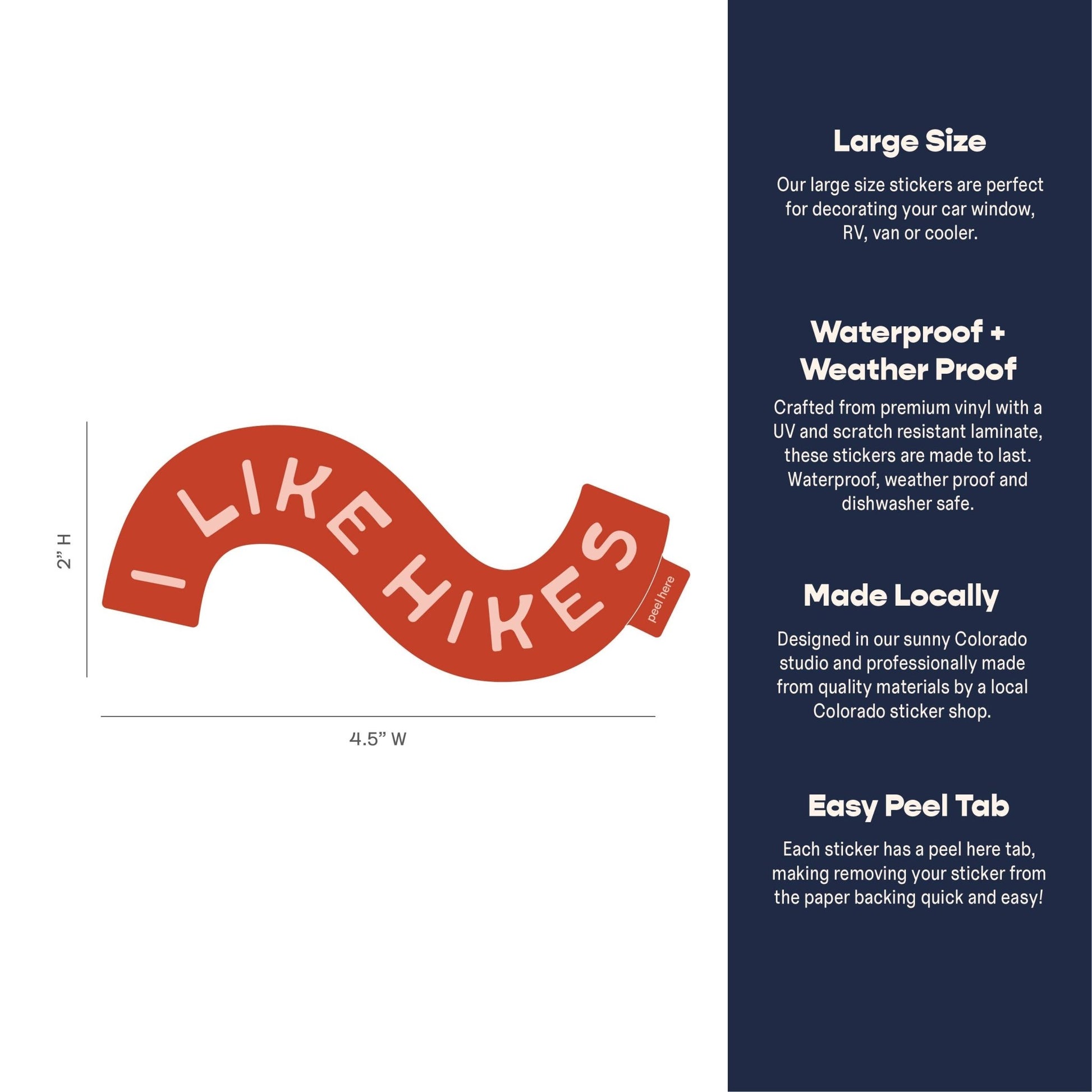 "I Like Hikes" Large Squiggle Vinyl Sticker - Wander Together Outfitters