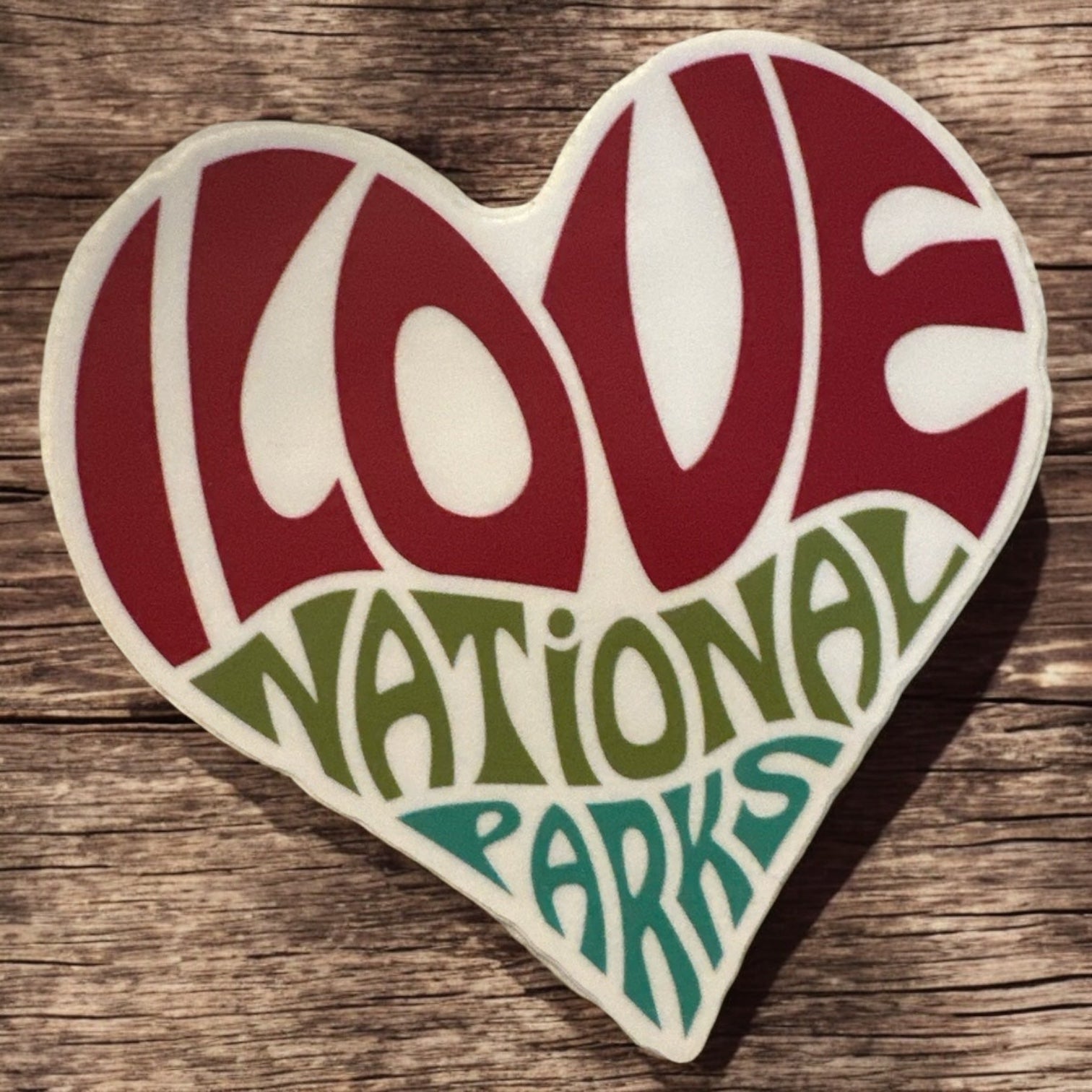 “I Love National Parks” Heartfelt Vinyl Sticker - Wander Together Outfitters