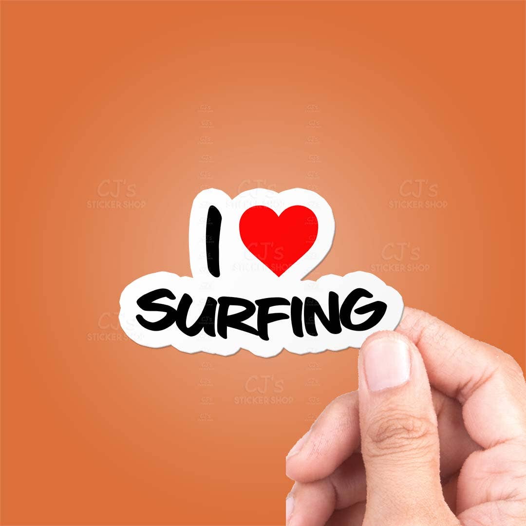 "I Love Surfing" Vinyl Decal Sticker - Wander Together Outfitters