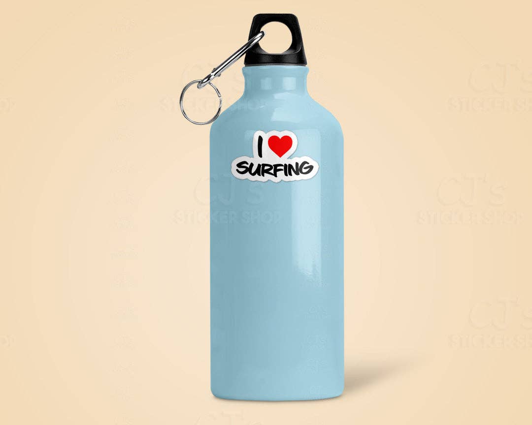 "I Love Surfing" Vinyl Decal Sticker - Wander Together Outfitters