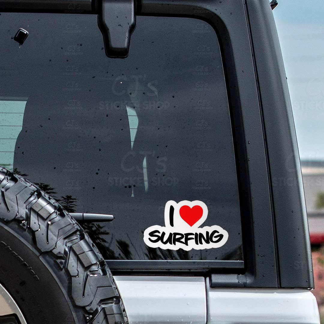 "I Love Surfing" Vinyl Decal Sticker - Wander Together Outfitters