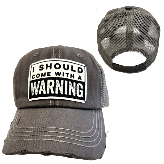 “I Should Come With A Warning” Unisex Distressed Cap - Wander Together Outfitters