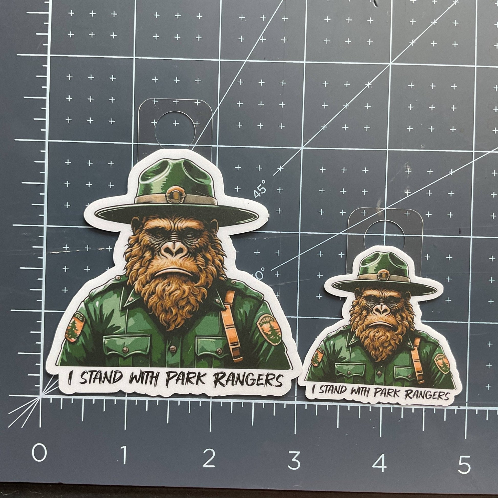 "I Stand with Park Rangers", Vinyl 3" or 2” Sticker, Sad Sasquatch Bigfoot - Wander Together Outfitters