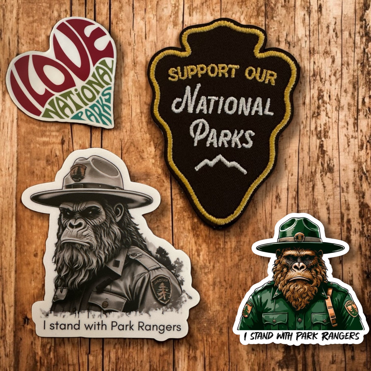 "I Stand with Park Rangers", Vinyl 3" or 2” Sticker, Sad Sasquatch Bigfoot - Wander Together Outfitters