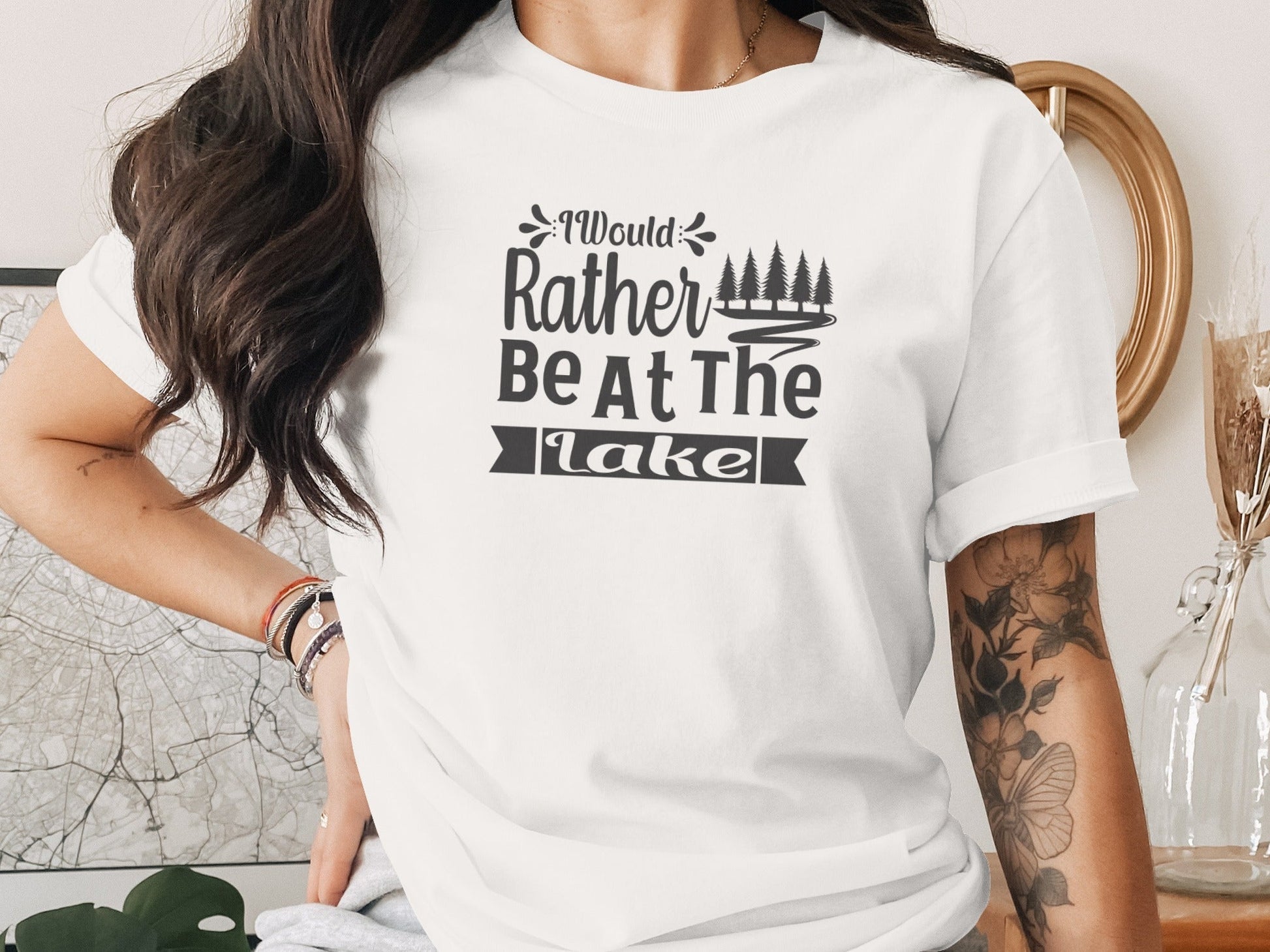 “I Would Rather Be At The Lake” With Trees Unisex T-Shirt - Wander Together Outfitters
