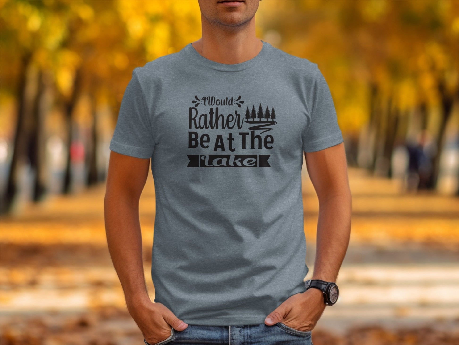 “I Would Rather Be At The Lake” With Trees Unisex T-Shirt - Wander Together Outfitters