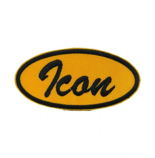 “Icon” Oval Gold and Black, Embroidered Iron On Nametag Patch - Wander Together Outfitters