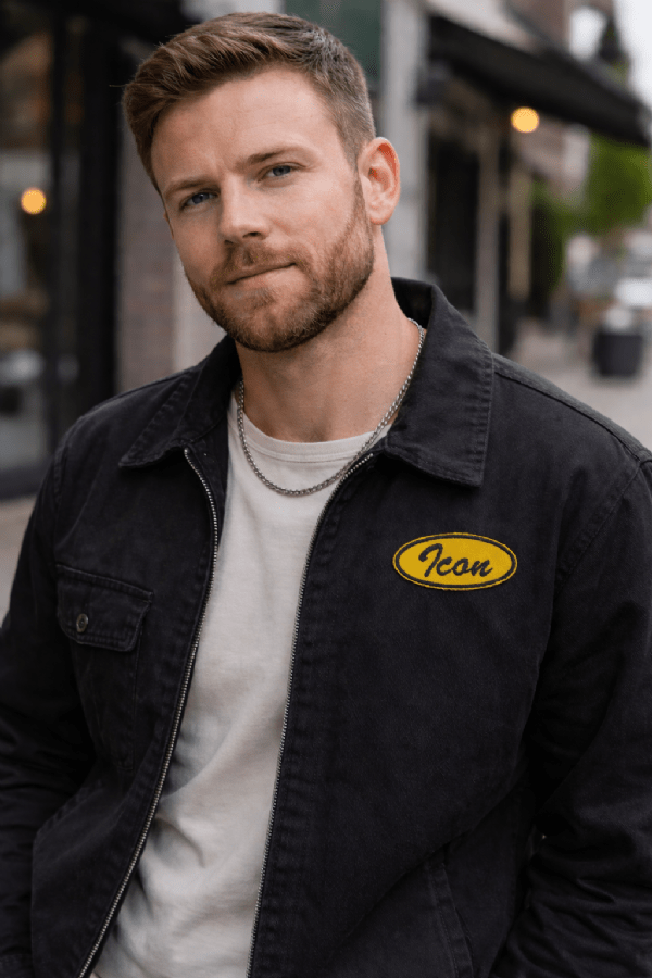“Icon” Oval Gold and Black, Embroidered Iron On Nametag Patch - Wander Together Outfitters