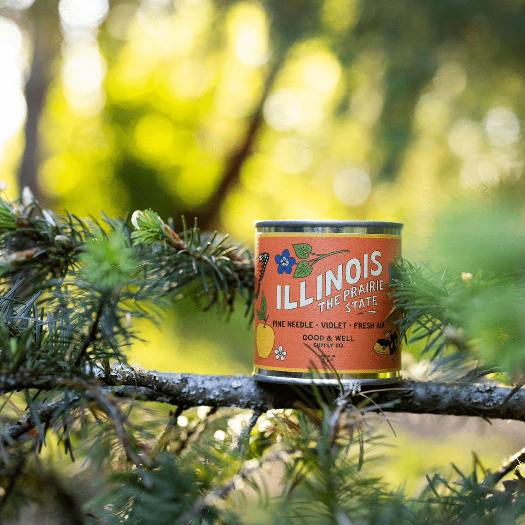 Illinois State Candle (Pine, Violet, Fresh) - Wander Together Outfitters