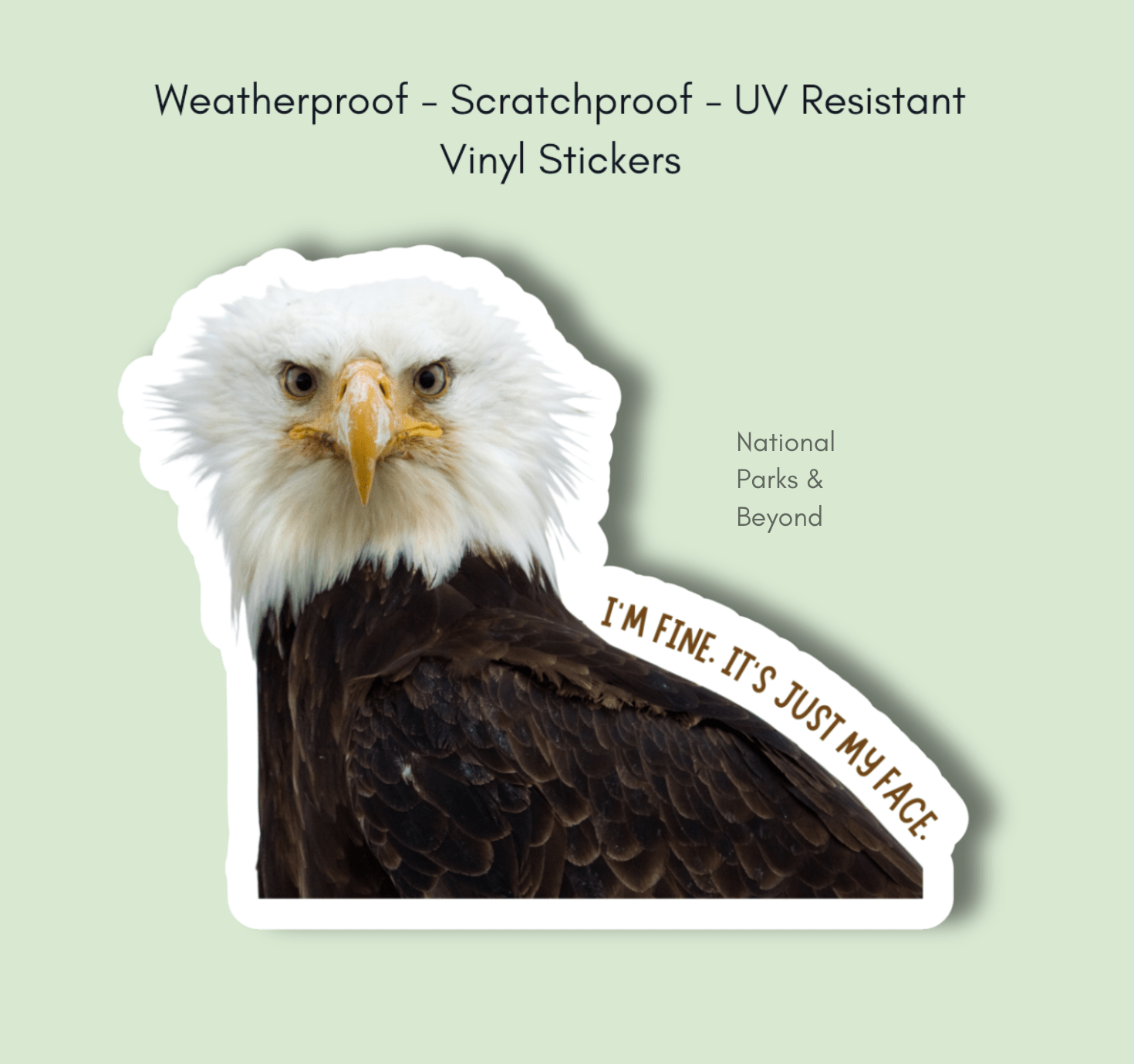 “I'm Fine, It's Just My Face” Eagle Funny 3" Vinyl Sticker - Wander Together Outfitters