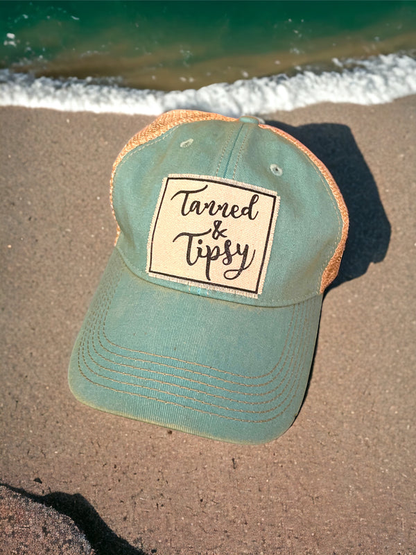 “Tanned & Tipsy” Distressed Trucker Cap