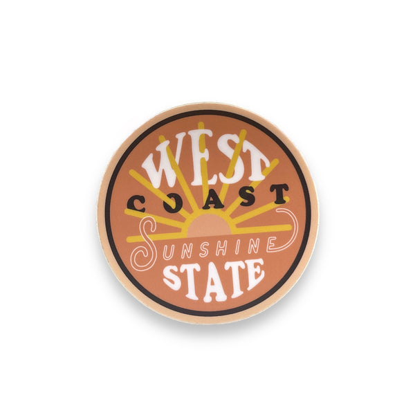 "West Coast Sunshine State "Circle Sticker (CLEARANCE)
