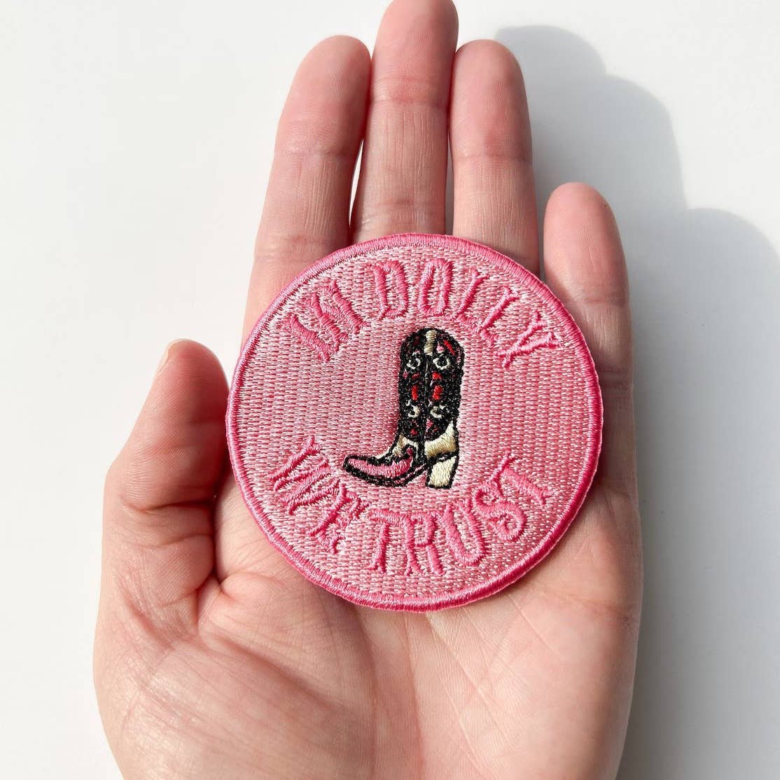 "In Dolly We Trust" Various Colors Embroidered Iron - On Patches - Wander Together Outfitters
