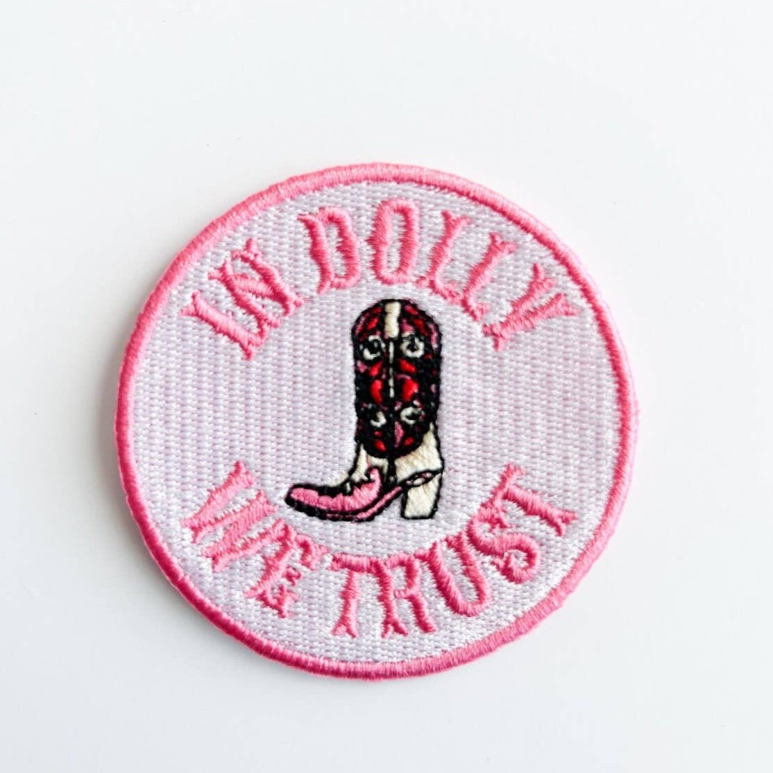 "In Dolly We Trust" Various Colors Embroidered Iron - On Patches - Wander Together Outfitters