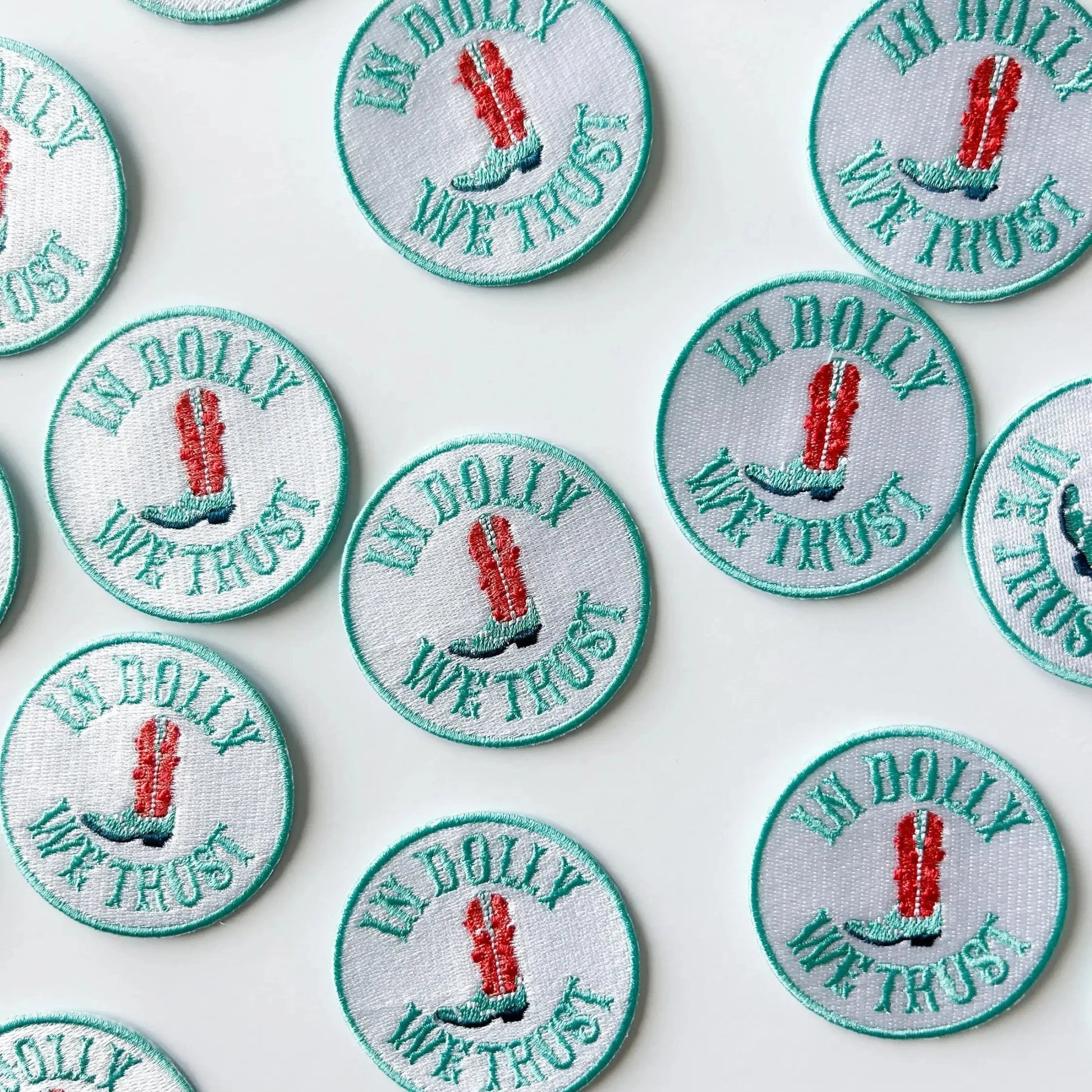 "In Dolly We Trust" Various Colors Embroidered Iron - On Patches - Wander Together Outfitters