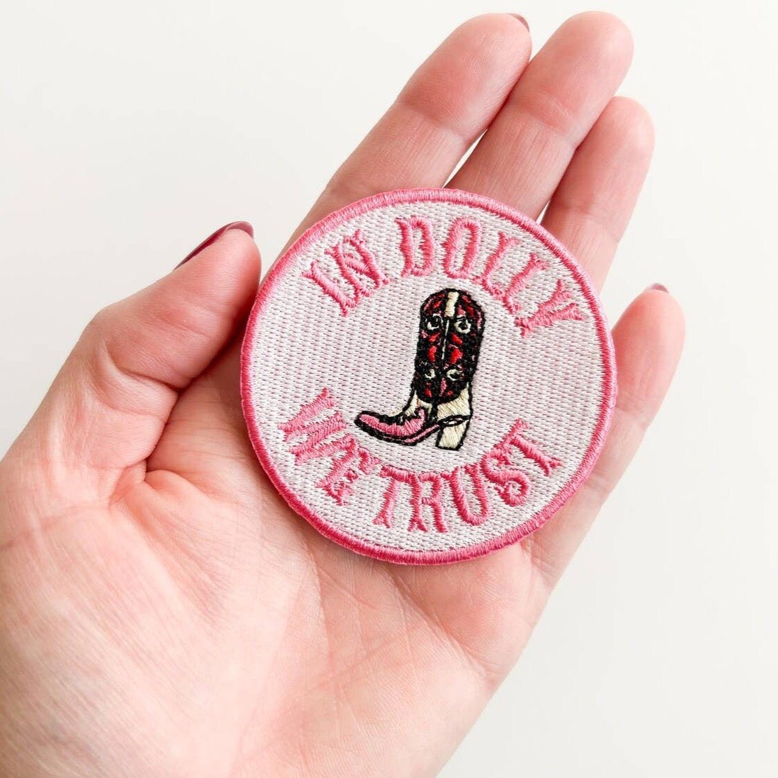 "In Dolly We Trust" Various Colors Embroidered Iron - On Patches - Wander Together Outfitters
