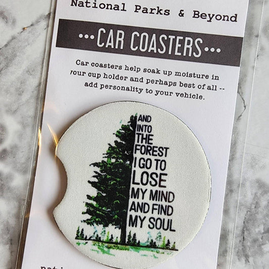 Into the Forest, I Go" Neoprene Car Coasters - Wander Together Outfitters