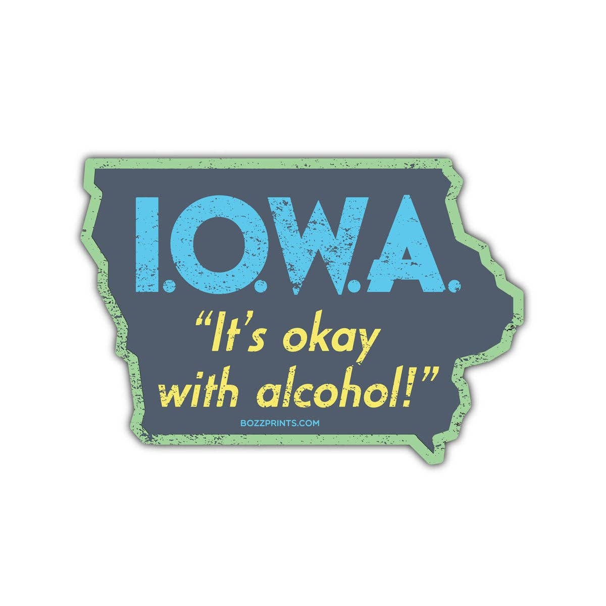 "I.O.W.A. (IT'S OK WITH ALCOHOL)" Navy Vinyl Sticker - Wander Together Outfitters
