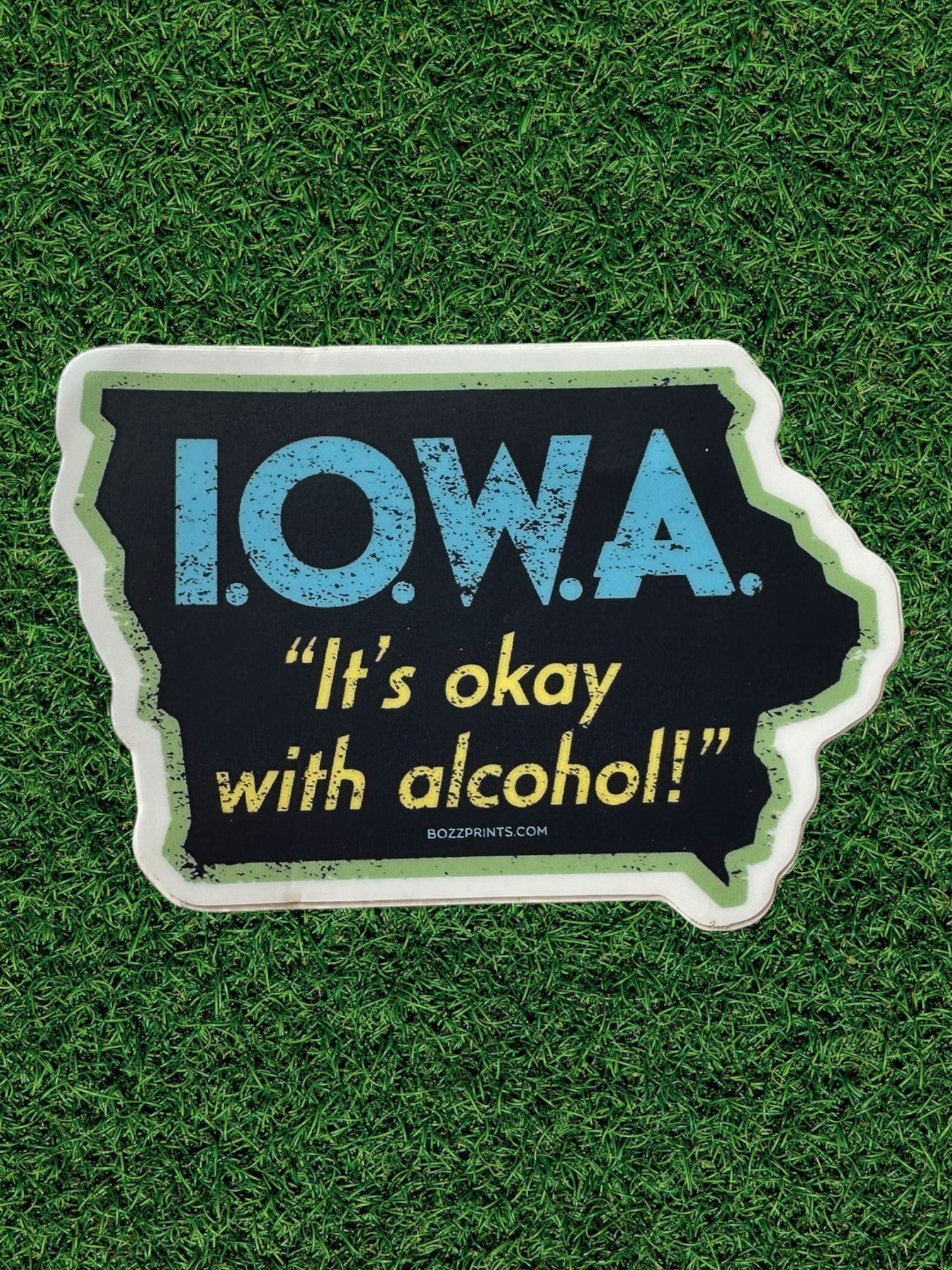 "I.O.W.A. (IT'S OK WITH ALCOHOL)" Navy Vinyl Sticker - Wander Together Outfitters