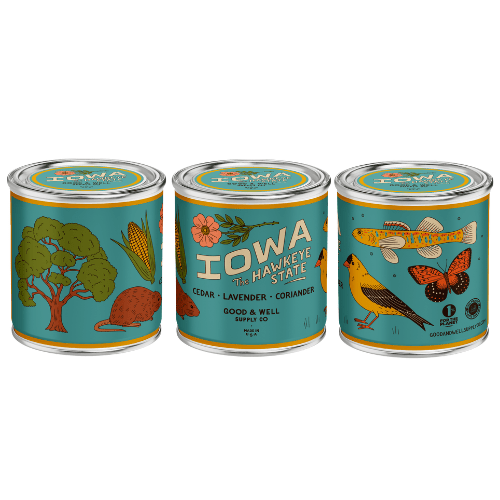 Iowa State Candle (Cedar, Lavender, Coriander) - Wander Together Outfitters