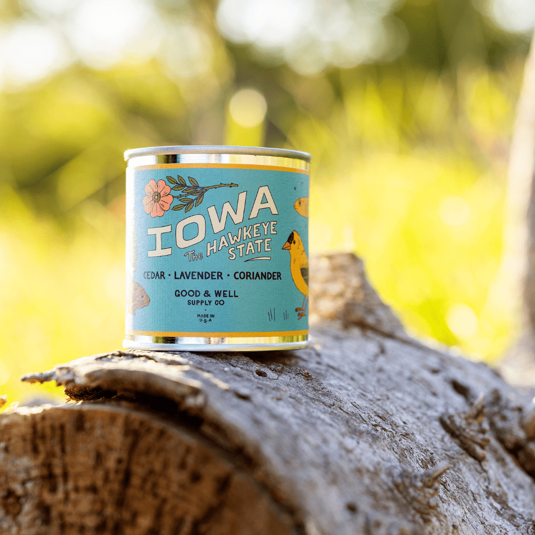Iowa State Candle (Cedar, Lavender, Coriander) - Wander Together Outfitters