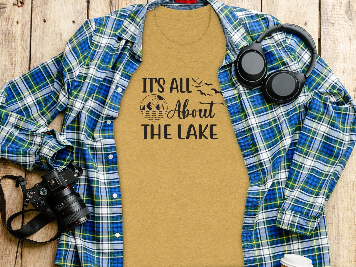 “It's All About The Lake” Mountain and Birds Graphic T-Shirt - Wander Together Outfitters