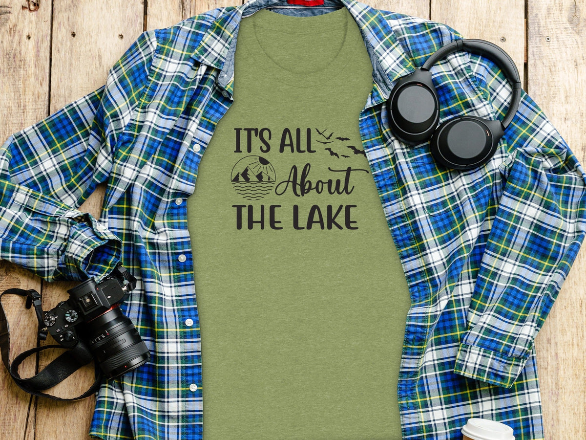 “It's All About The Lake” Mountain and Birds Graphic T-Shirt - Wander Together Outfitters