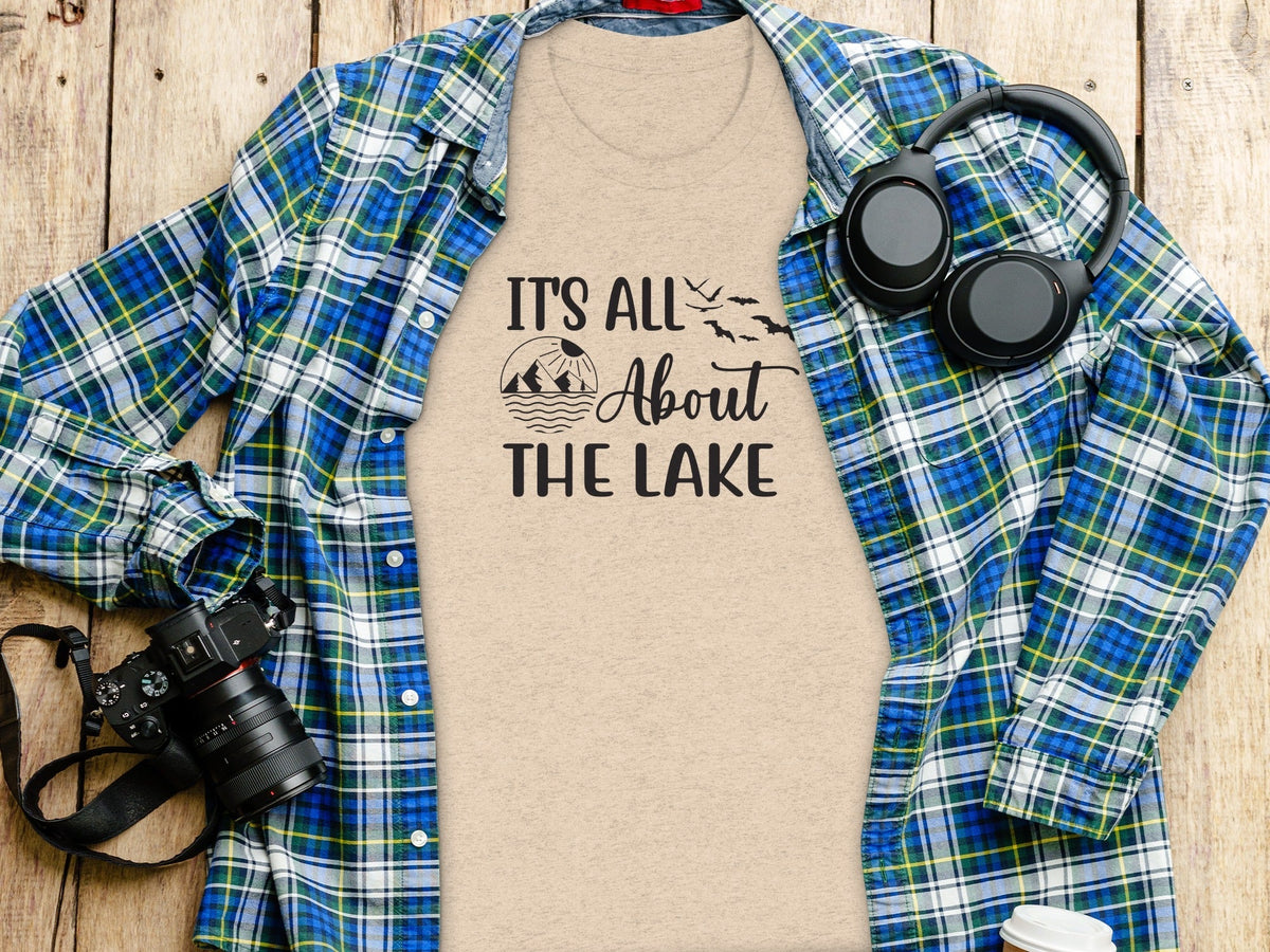 “It's All About The Lake” Mountain and Birds Graphic T-Shirt - Wander Together Outfitters