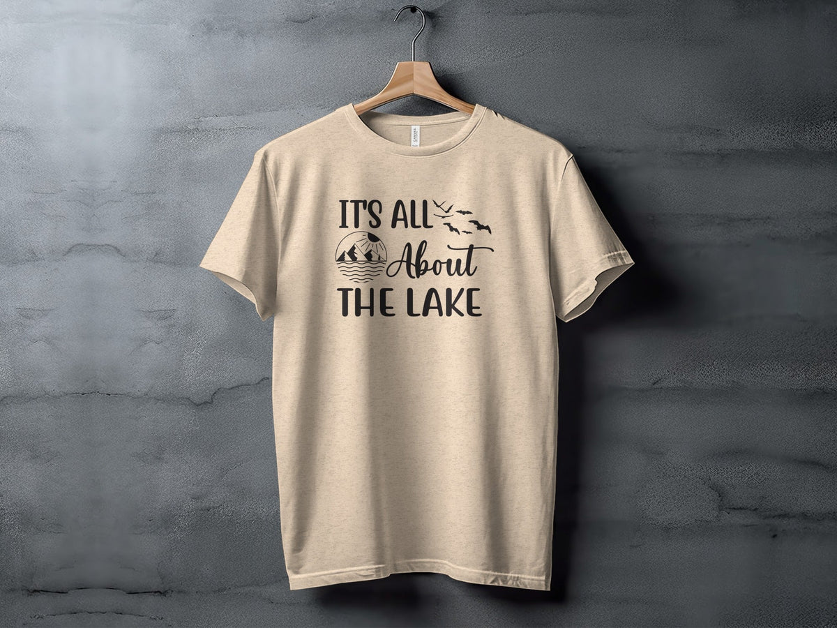 “It's All About The Lake” Mountain and Birds Graphic T-Shirt - Wander Together Outfitters