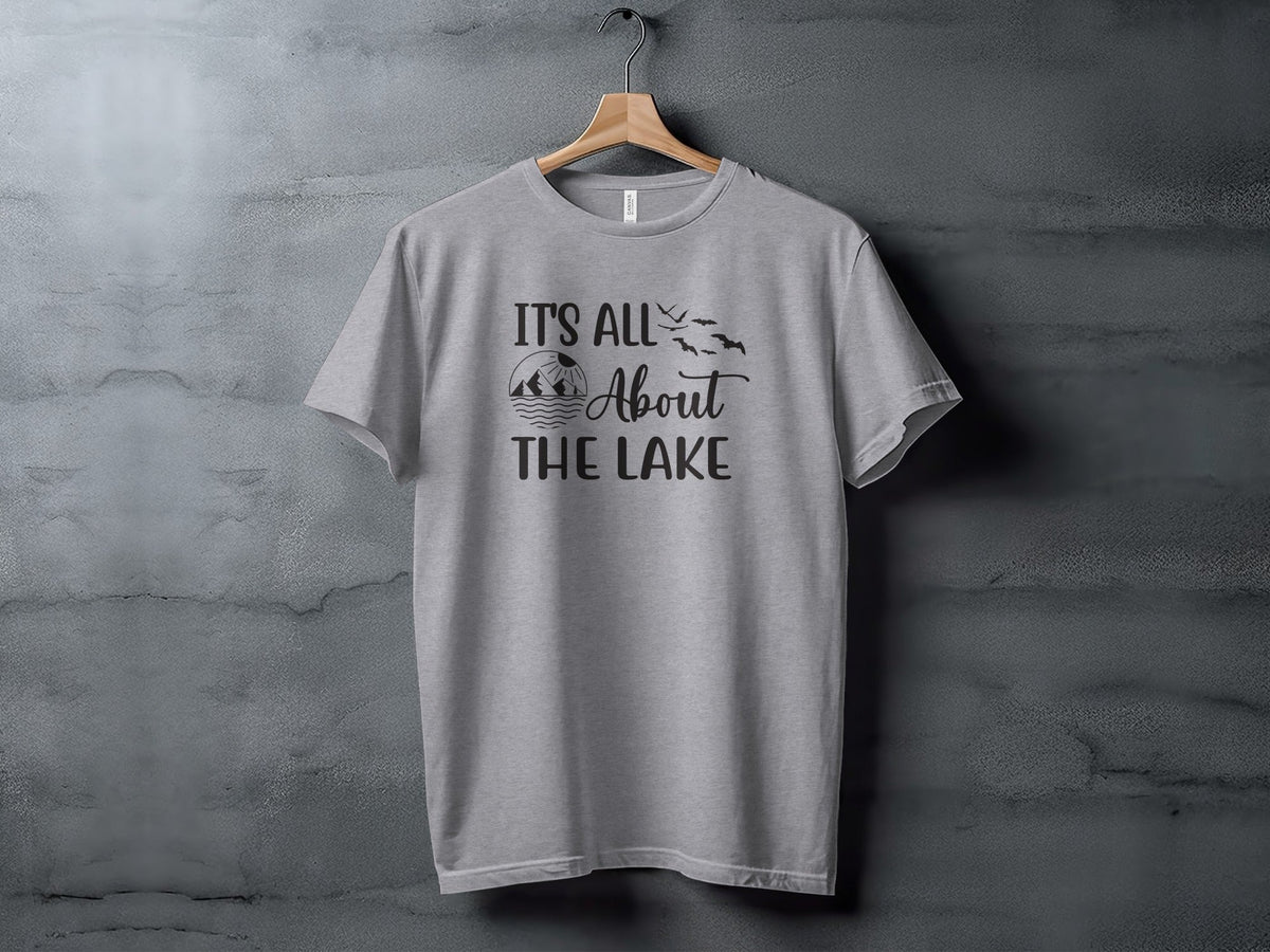 “It's All About The Lake” Mountain and Birds Graphic T-Shirt - Wander Together Outfitters