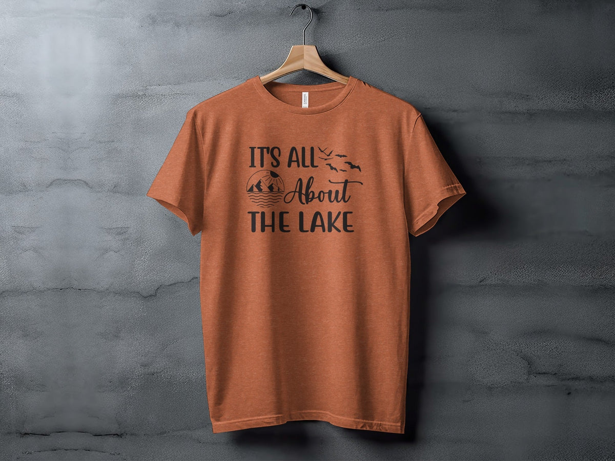 “It's All About The Lake” Mountain and Birds Graphic T-Shirt - Wander Together Outfitters