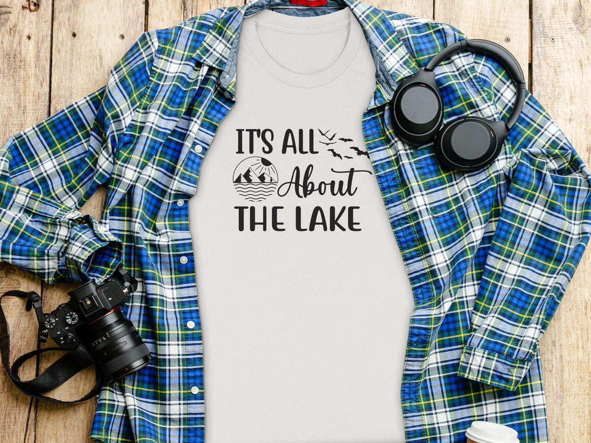 “It's All About The Lake” Mountain and Birds Graphic T-Shirt - Wander Together Outfitters