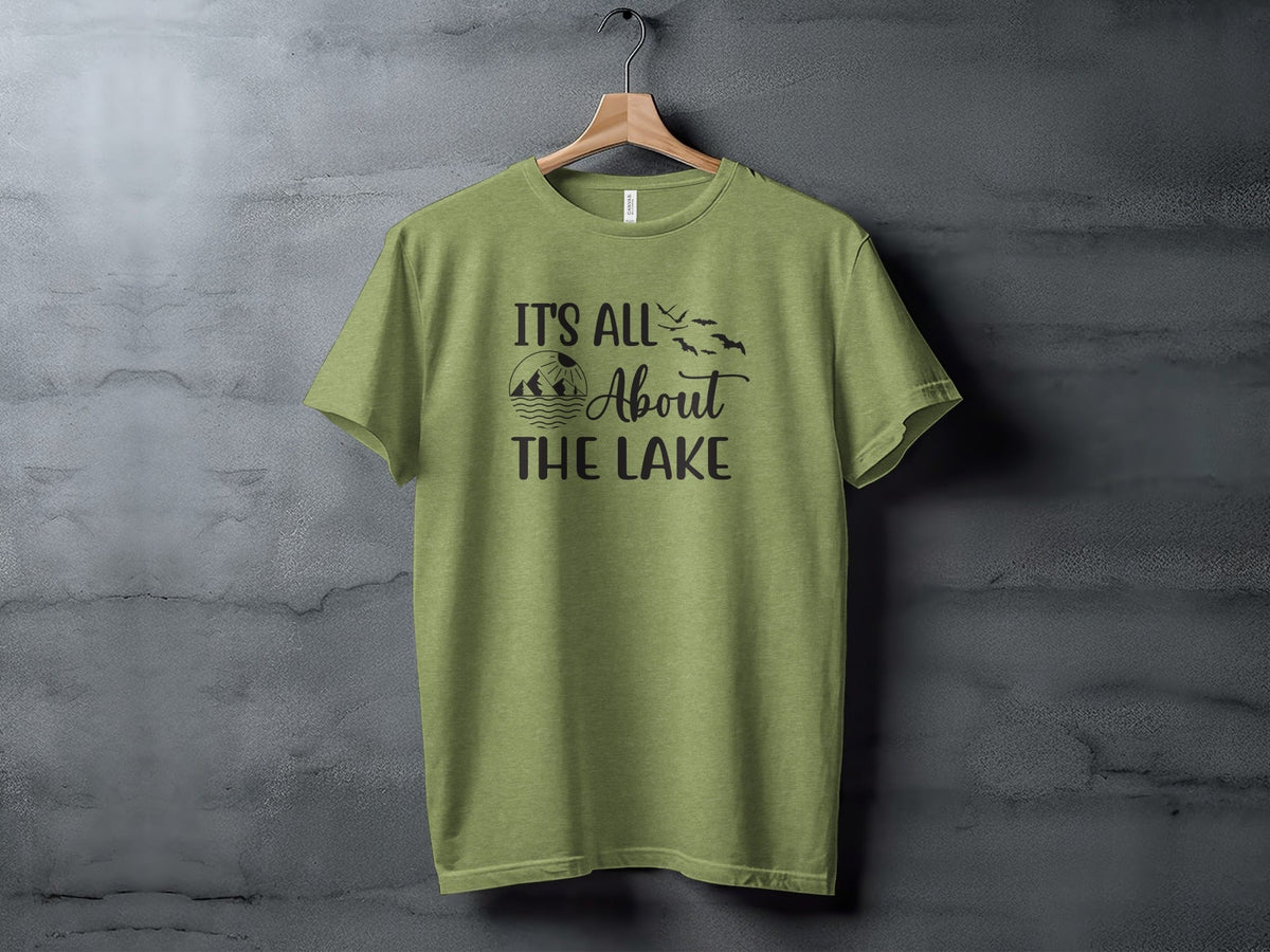 “It's All About The Lake” Mountain and Birds Graphic T-Shirt - Wander Together Outfitters