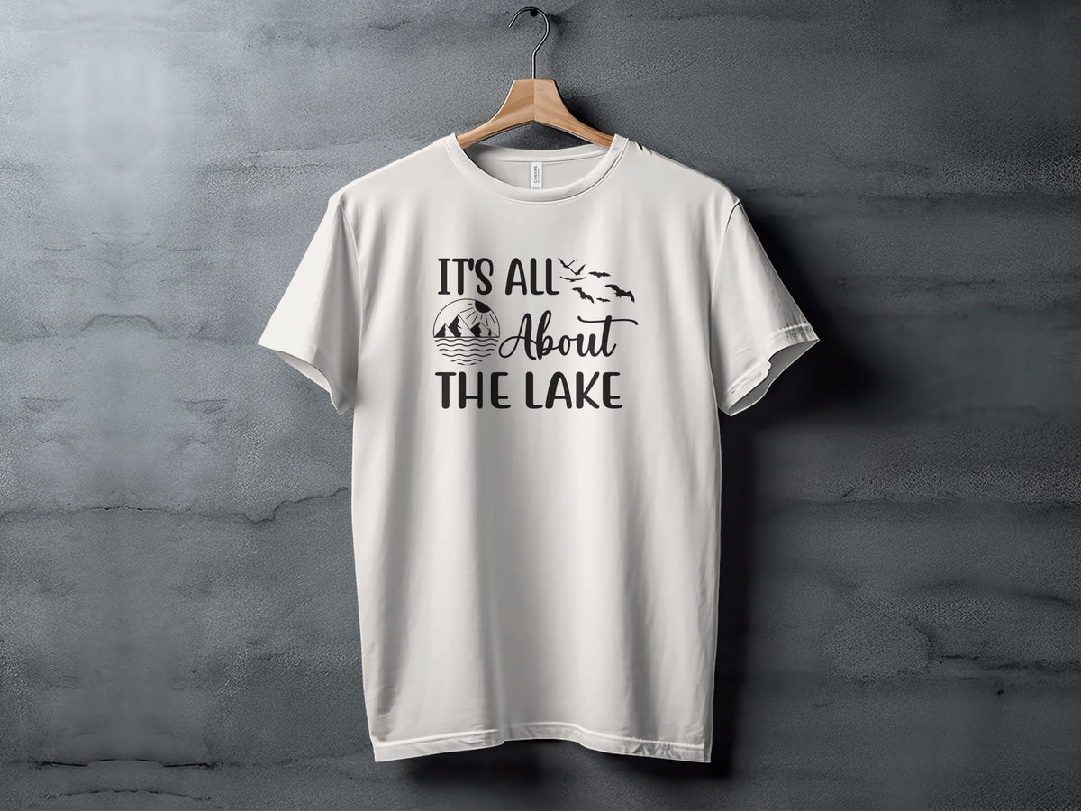 “It's All About The Lake” Mountain and Birds Graphic T-Shirt - Wander Together Outfitters
