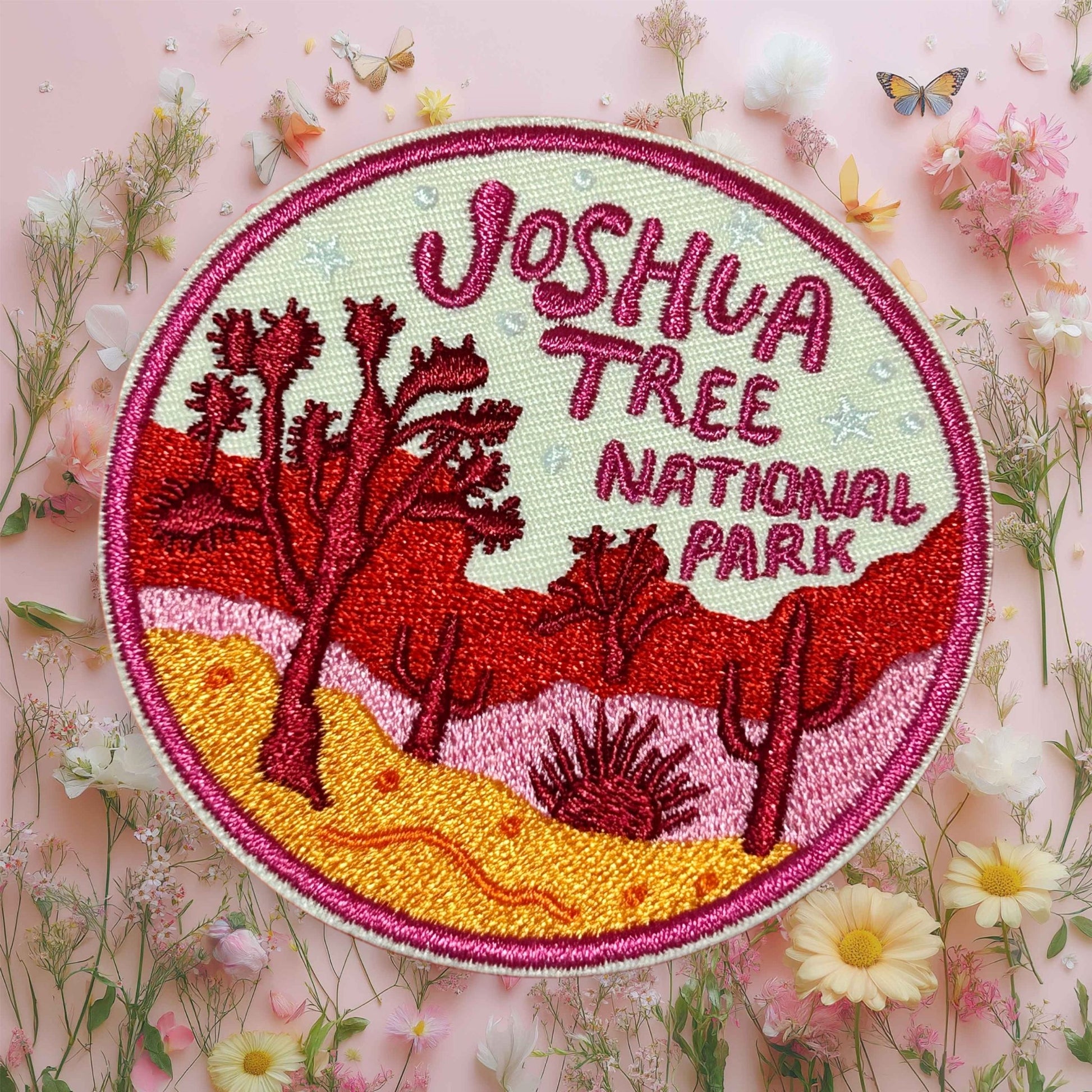Joshua Tree National Park Round Embroidered Iron On Patch - Wander Together Outfitters