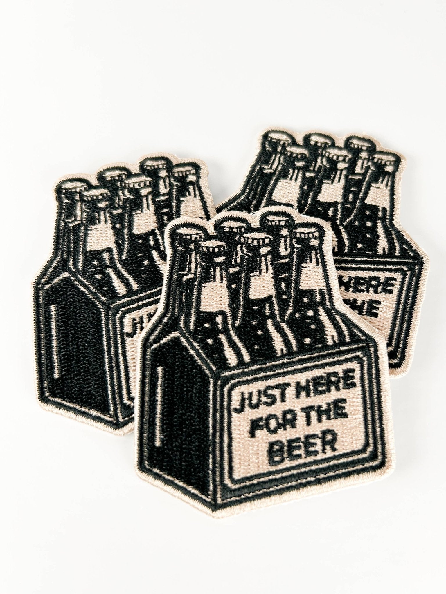 “Just Here for the Beer” Embroidered Iron On Patch - Wander Together Outfitters