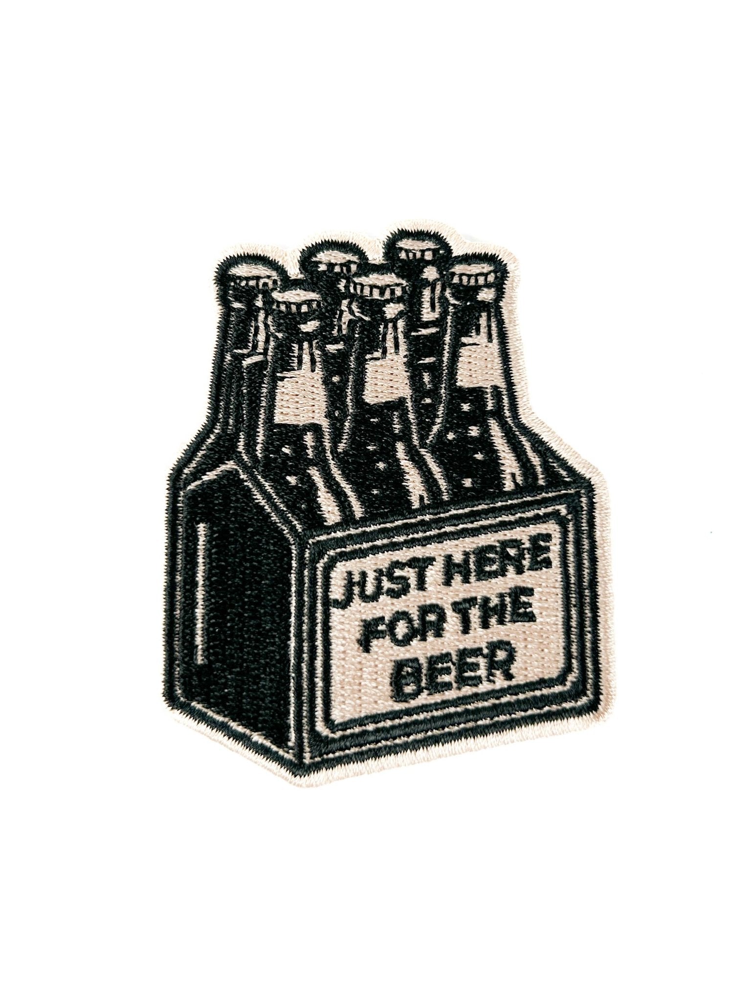 “Just Here for the Beer” Embroidered Iron On Patch - Wander Together Outfitters