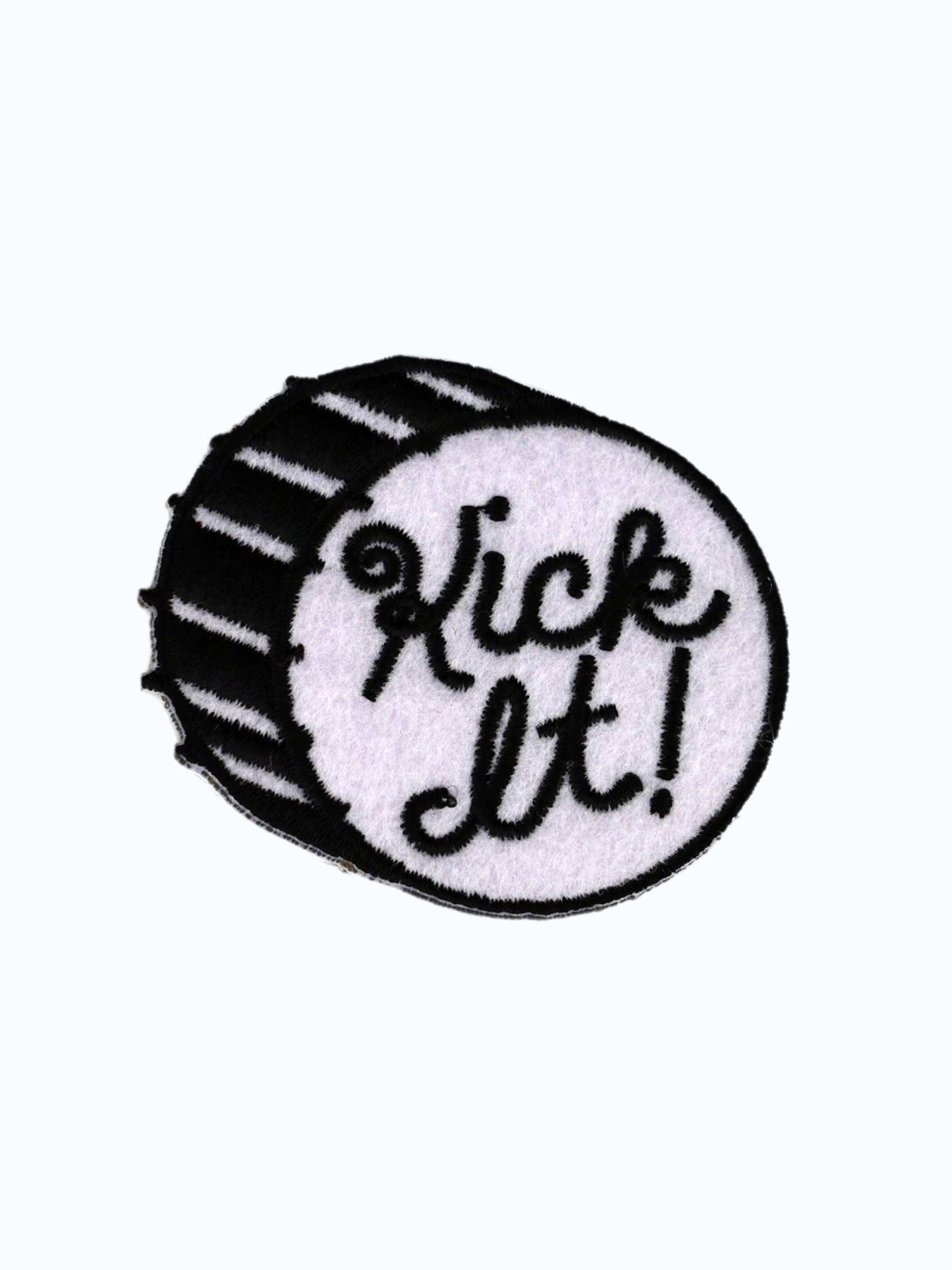 "Kick It!" Embroidered Iron On Bass Drum Patch - Wander Together Outfitters
